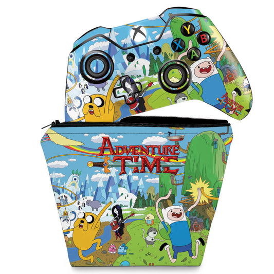 KIT Capa Case e Skin Anti-Rage Xbox One Fat Controle - Hora de Aventura