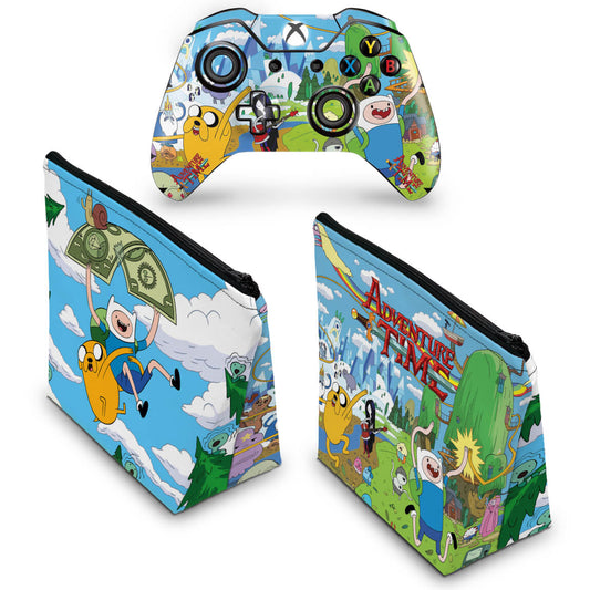 KIT Capa Case e Skin Anti-Rage Xbox One Fat Controle - Hora de Aventura