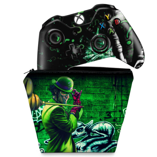 KIT Capa Case e Skin Anti-Rage Xbox One Fat Controle - Charada Batman