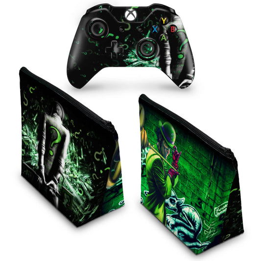 KIT Capa Case e Skin Anti-Rage Xbox One Fat Controle - Charada Batman