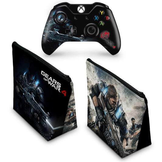 KIT Capa Case e Skin Anti-Rage Xbox One Fat Controle - Gears of War 4