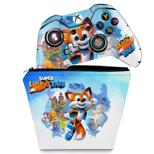 KIT Capa Case e Skin Anti-Rage Xbox One Fat Controle - Super Lucky's Tale