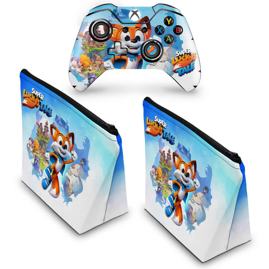 KIT Capa Case e Skin Anti-Rage Xbox One Fat Controle - Super Lucky's Tale