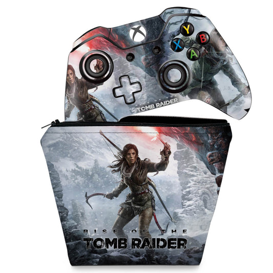KIT Capa Case e Skin Anti-Rage Xbox One Fat Controle - Rise of the Tomb Raider
