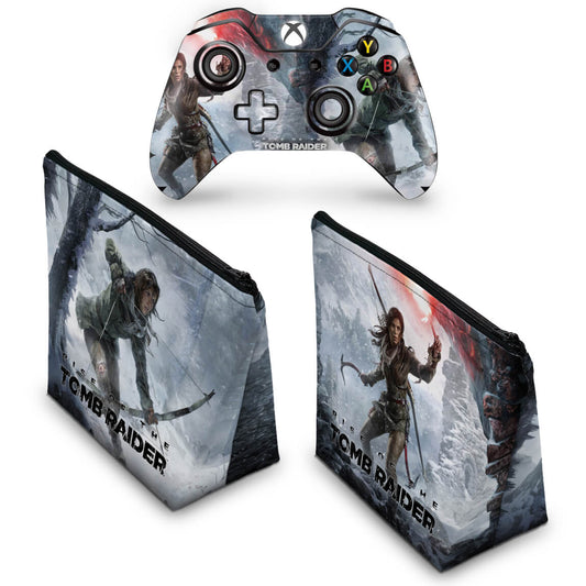 KIT Capa Case e Skin Anti-Rage Xbox One Fat Controle - Rise of the Tomb Raider