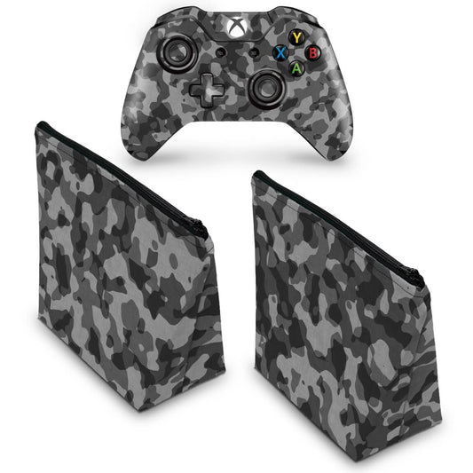 KIT Capa Case e Skin Anti-Rage Xbox One Fat Controle - Camuflagem Cinza