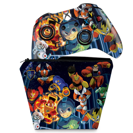 KIT Capa Case e Skin Anti-Rage Xbox One Fat Controle - Megaman Legacy Collection