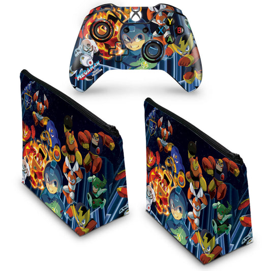 KIT Capa Case e Skin Anti-Rage Xbox One Fat Controle - Megaman Legacy Collection