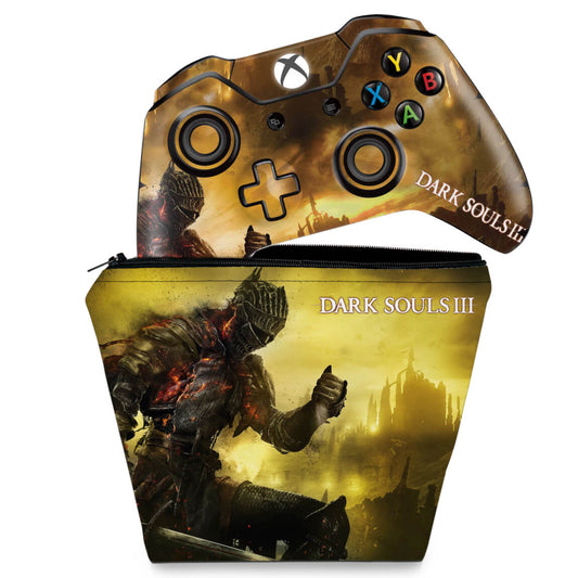 KIT Capa Case e Skin Anti-Rage Xbox One Fat Controle - Dark Souls 3