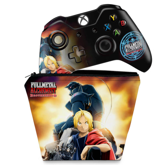 KIT Capa Case e Skin Anti-Rage Xbox One Fat Controle - Fullmetal Alchemist: Brotherhood