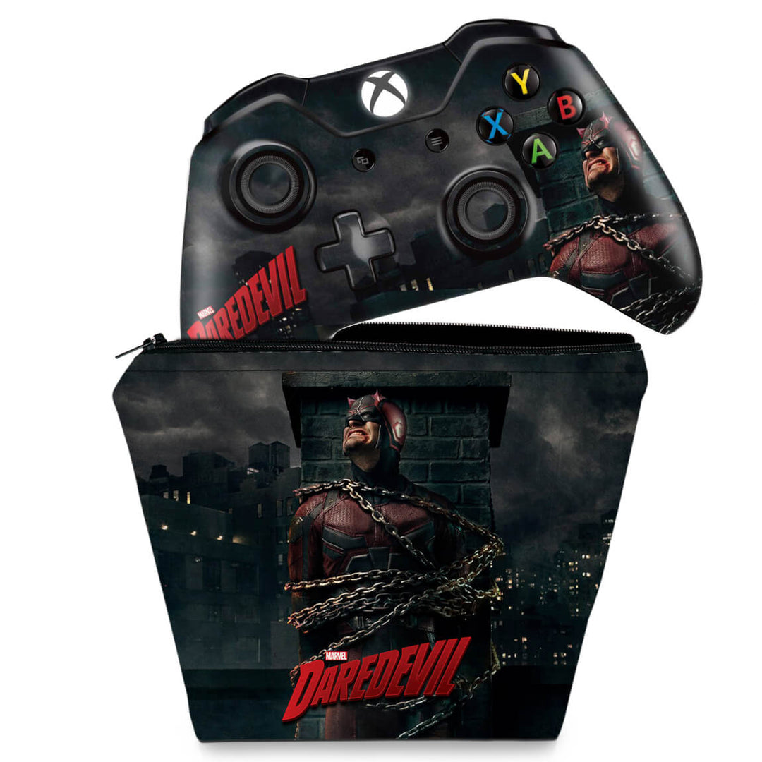KIT Capa Case e Skin Anti-Rage Xbox One Fat Controle - Daredevil Demolidor