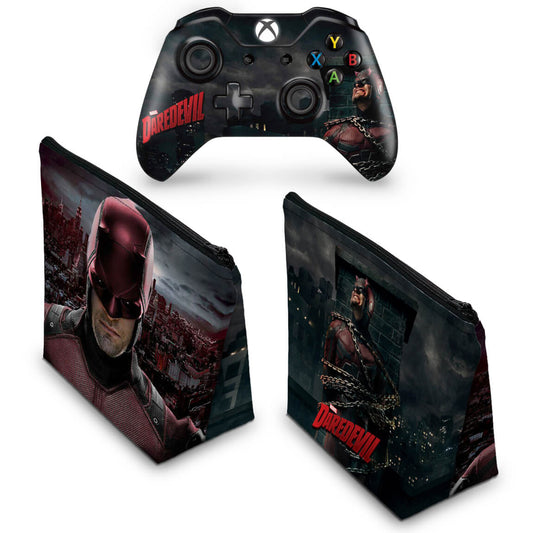 KIT Capa Case e Skin Anti-Rage Xbox One Fat Controle - Daredevil Demolidor