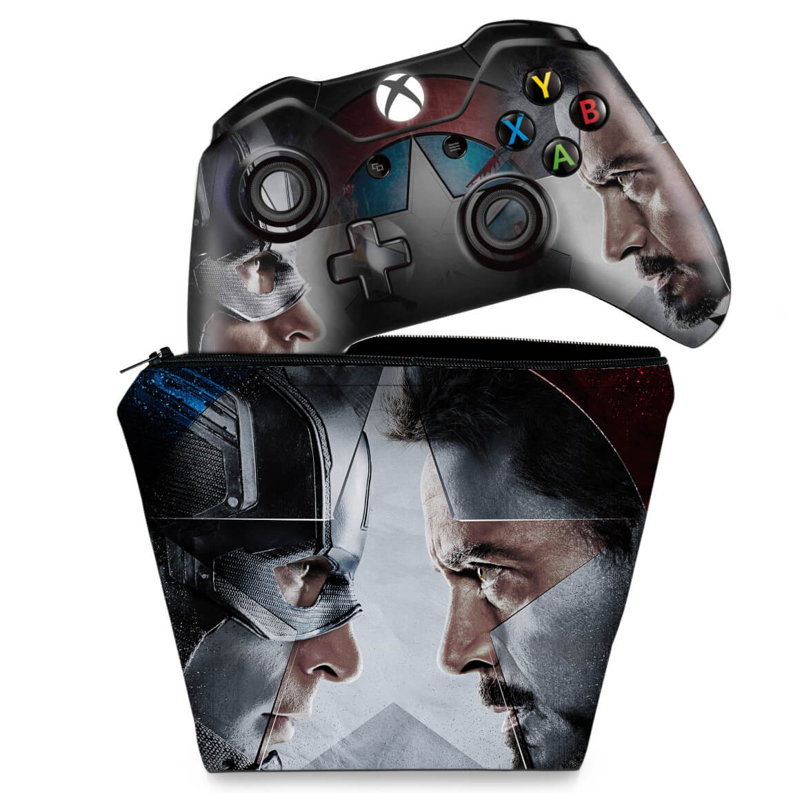 KIT Capa Case e Skin Anti-Rage Xbox One Fat Controle - Capitão America - Guerra Civil