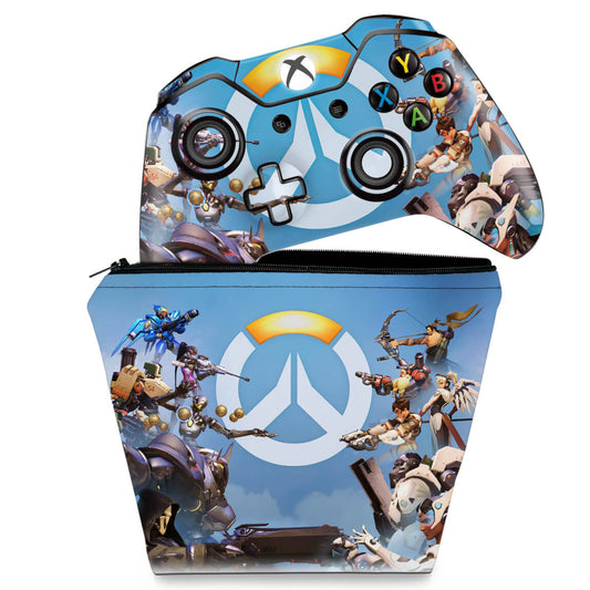 KIT Capa Case e Skin Anti-Rage Xbox One Fat Controle - Overwatch