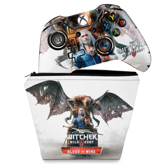 KIT Capa Case e Skin Anti-Rage Xbox One Fat Controle - The Witcher 3 Blood And Wine