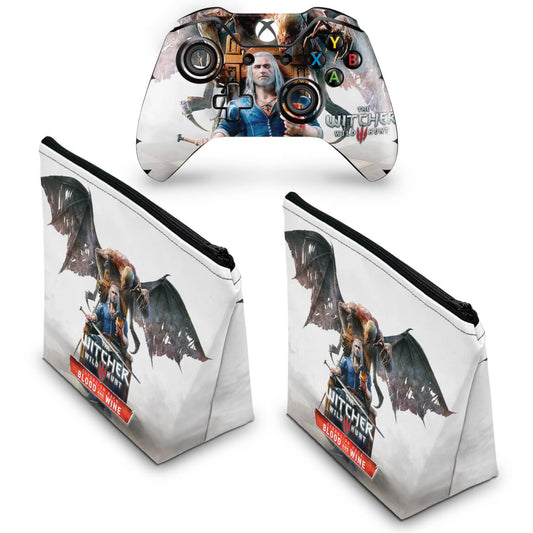 KIT Capa Case e Skin Anti-Rage Xbox One Fat Controle - The Witcher 3 Blood And Wine