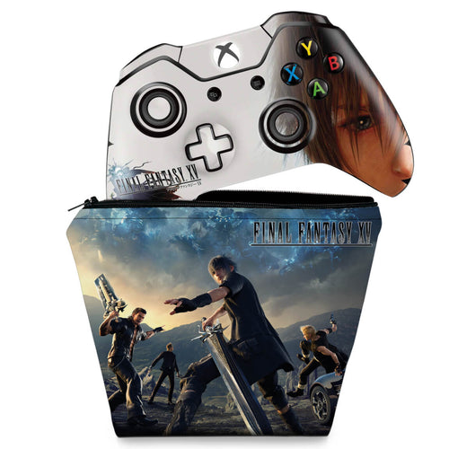 KIT Capa Case e Skin Anti-Rage Xbox One Fat Controle - Final Fantasy XV #B