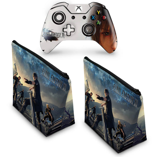 KIT Capa Case e Skin Anti-Rage Xbox One Fat Controle - Final Fantasy XV #B