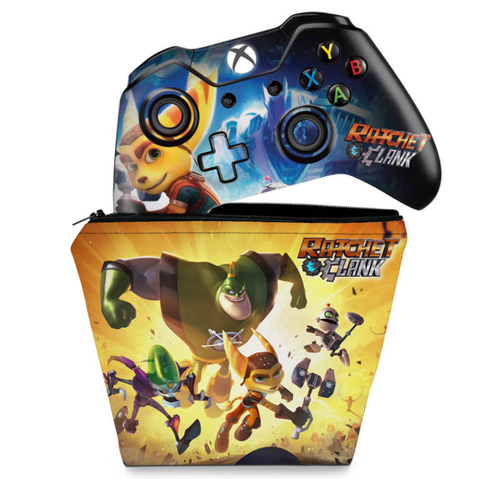 KIT Capa Case e Skin Anti-Rage Xbox One Fat Controle - Ratchet and Clank