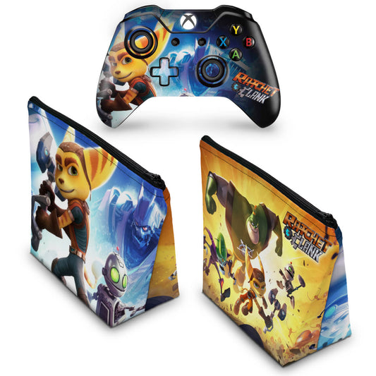KIT Capa Case e Skin Anti-Rage Xbox One Fat Controle - Ratchet and Clank