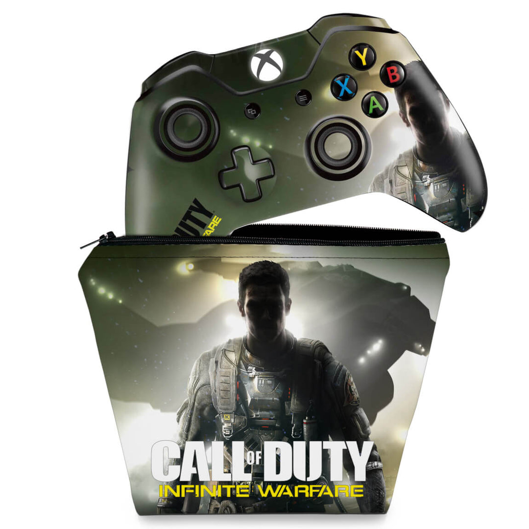 KIT Capa Case e Skin Anti-Rage Xbox One Fat Controle - Call of Duty: Infinite Warfare