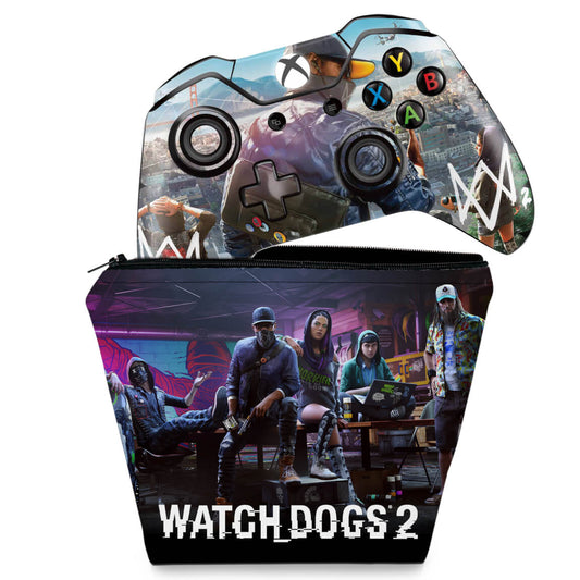 KIT Capa Case e Skin Anti-Rage Xbox One Fat Controle - Watch Dogs 2