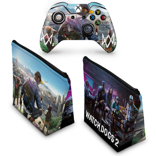 KIT Capa Case e Skin Anti-Rage Xbox One Fat Controle - Watch Dogs 2