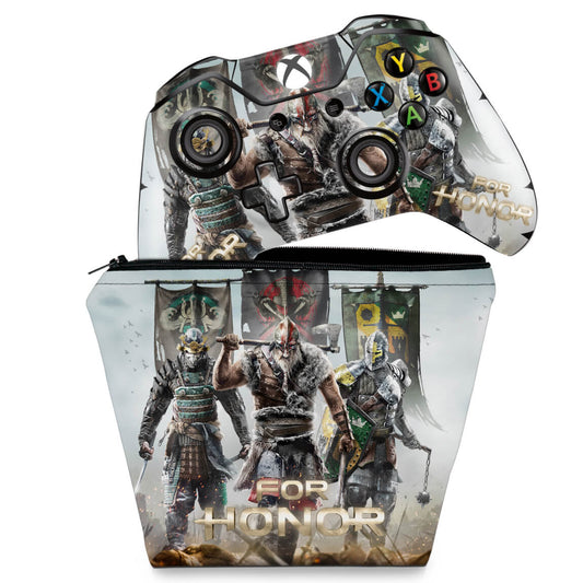 KIT Capa Case e Skin Anti-Rage Xbox One Fat Controle - For Honor