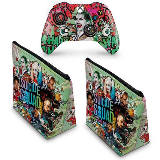 KIT Capa Case e Skin Anti-Rage Xbox One Fat Controle - Esquadrão Suicida #B