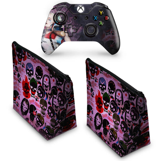KIT Capa Case e Skin Anti-Rage Xbox One Fat Controle - Esquadrão Suicida #C