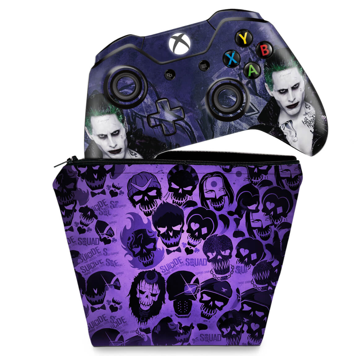 KIT Capa Case e Skin Anti-Rage Xbox One Fat Controle - Esquadrão Suicida #D