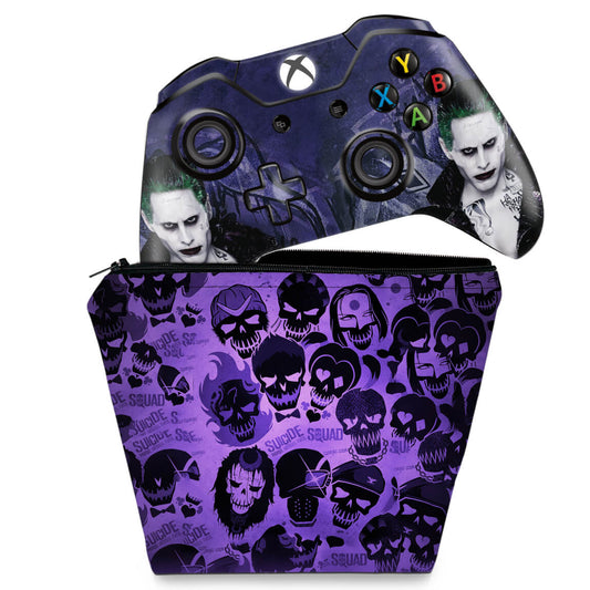 KIT Capa Case e Skin Anti-Rage Xbox One Fat Controle - Esquadrão Suicida #D