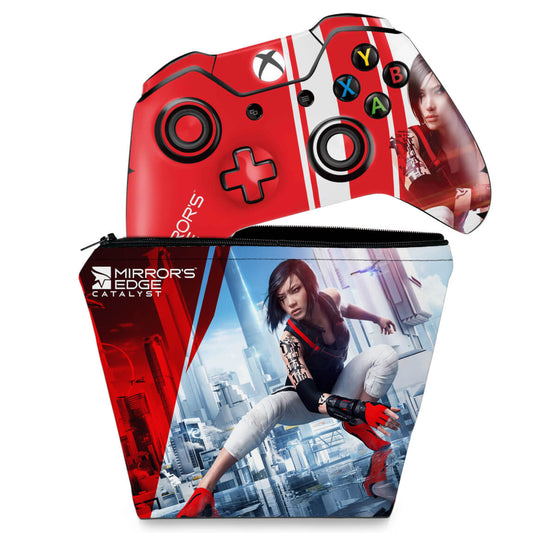 KIT Capa Case e Skin Anti-Rage Xbox One Fat Controle - Mirror's Edge Catalyst