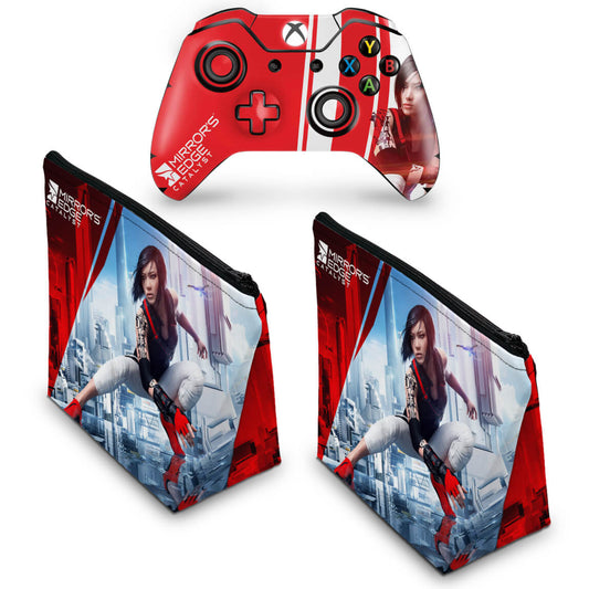 KIT Capa Case e Skin Anti-Rage Xbox One Fat Controle - Mirror's Edge Catalyst