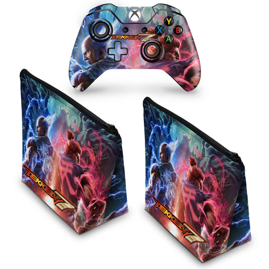 KIT Capa Case e Skin Anti-Rage Xbox One Fat Controle - Tekken 7