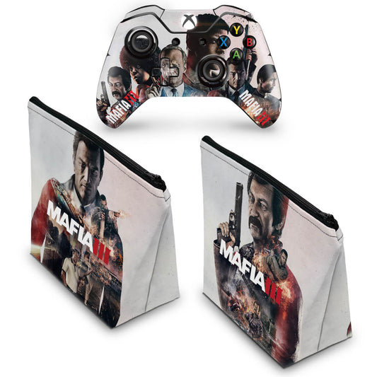 KIT Capa Case e Skin Anti-Rage Xbox One Fat Controle - Mafia 3
