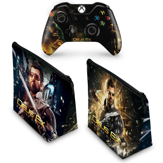 KIT Capa Case e Skin Anti-Rage Xbox One Fat Controle - Deus Ex: Mankind Divided