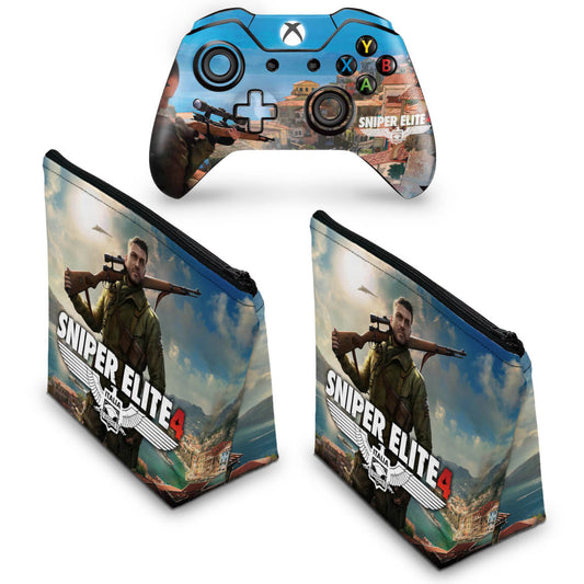 KIT Capa Case e Skin Anti-Rage Xbox One Fat Controle - Sniper Elite 4