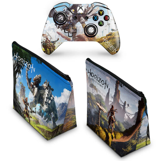 KIT Capa Case e Skin Anti-Rage Xbox One Fat Controle - Horizon Zero Dawn