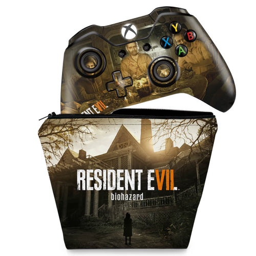 KIT Capa Case e Skin Anti-Rage Xbox One Fat Controle - Resident Evil 7: Biohazard
