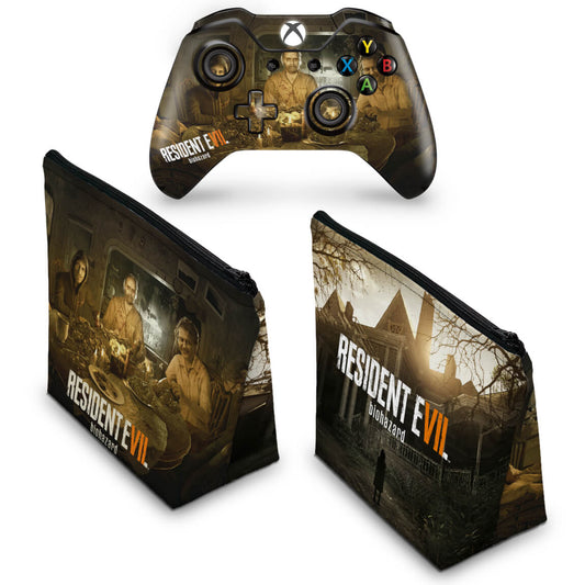 KIT Capa Case e Skin Anti-Rage Xbox One Fat Controle - Resident Evil 7: Biohazard