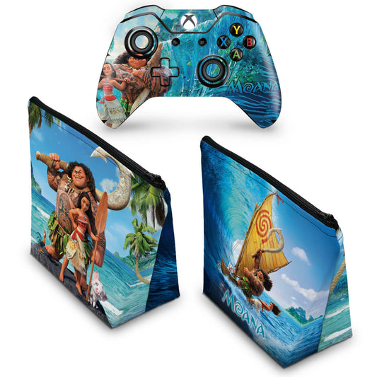 KIT Capa Case e Skin Anti-Rage Xbox One Fat Controle - Disney Moana