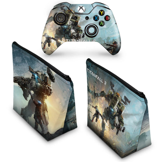 KIT Capa Case e Skin Anti-Rage Xbox One Fat Controle - Titanfall 2