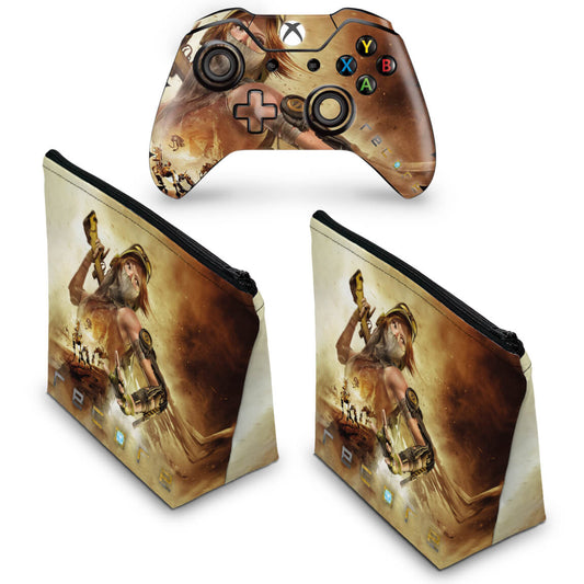 KIT Capa Case e Skin Anti-Rage Xbox One Fat Controle - Recore