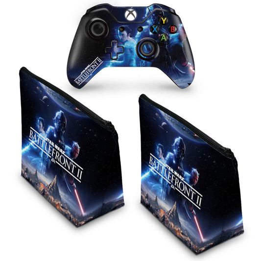 KIT Capa Case e Skin Anti-Rage Xbox One Fat Controle - Star Wars - Battlefront 2