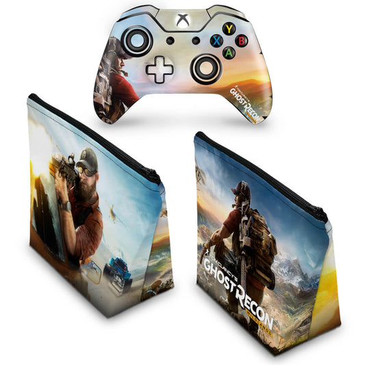 KIT Capa Case e Skin Anti-Rage Xbox One Fat Controle - Ghost Recon Wildlands