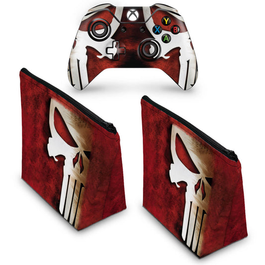 KIT Capa Case e Skin Anti-Rage Xbox One Fat Controle - The Punisher Justiceiro