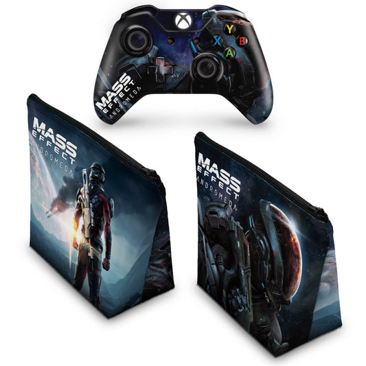 KIT Capa Case e Skin Anti-Rage Xbox One Fat Controle - Mass Effect: Andromeda