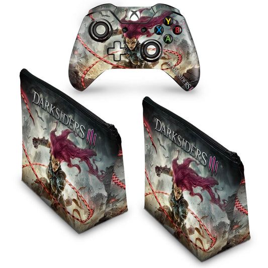 KIT Capa Case e Skin Anti-Rage Xbox One Fat Controle - Darksiders 3