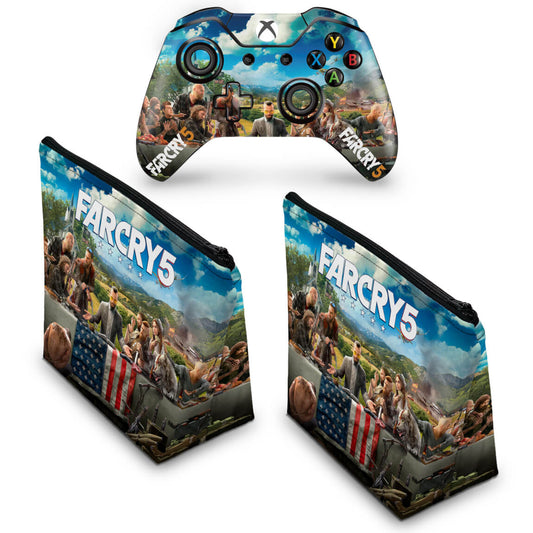 KIT Capa Case e Skin Anti-Rage Xbox One Fat Controle - Far Cry 5